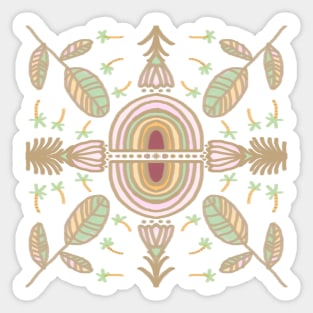 Rainbow No. 9- golden floral pattern Sticker